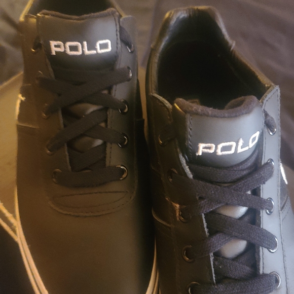 Polo by Ralph Lauren Hanford Trainers Shoes | Leather | Black/White | Size 11.5 - Picture 9 of 12